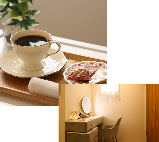 コーヒーとお菓子とメイク室